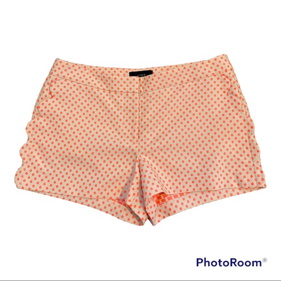 J Crew Scallop Pocket Polka Dot Shorts Sz 10